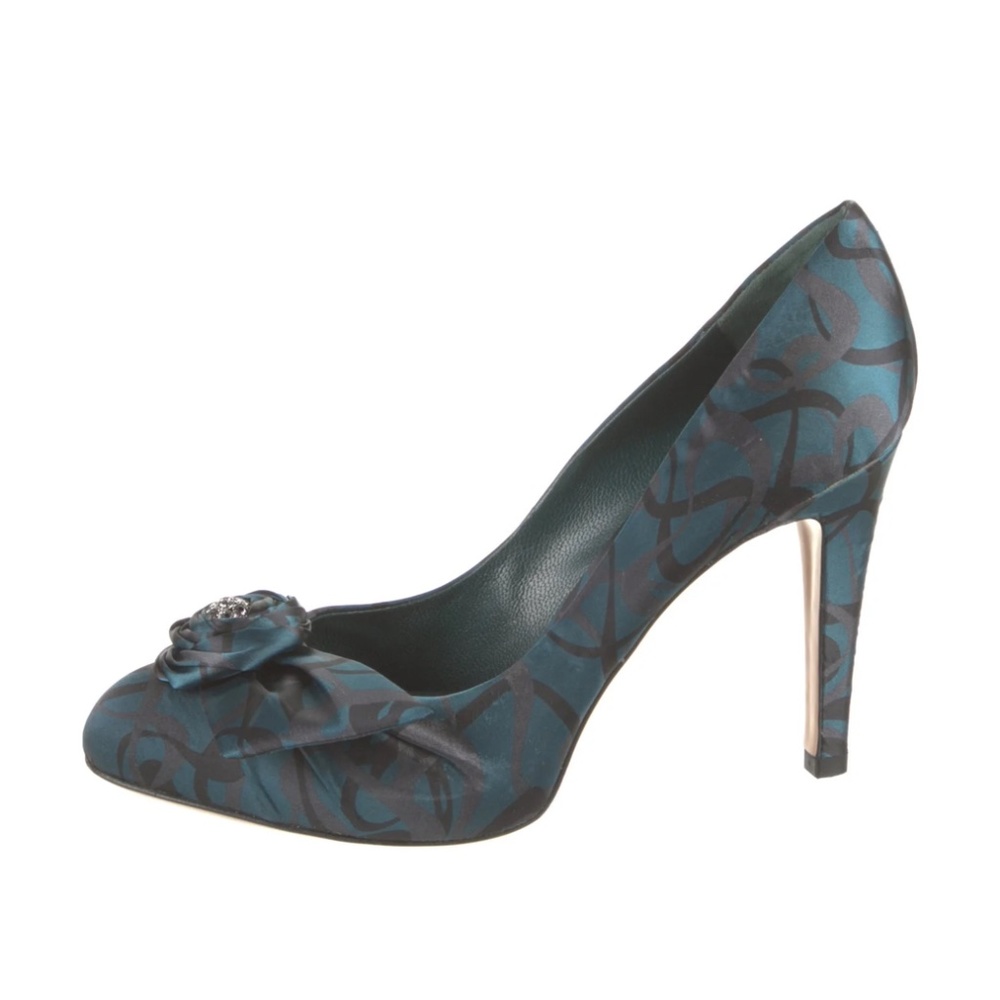GIANVITO ROSSI SATIN PRINT PUMPS
